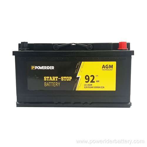 12v 92ah lead acid agm start stop battery